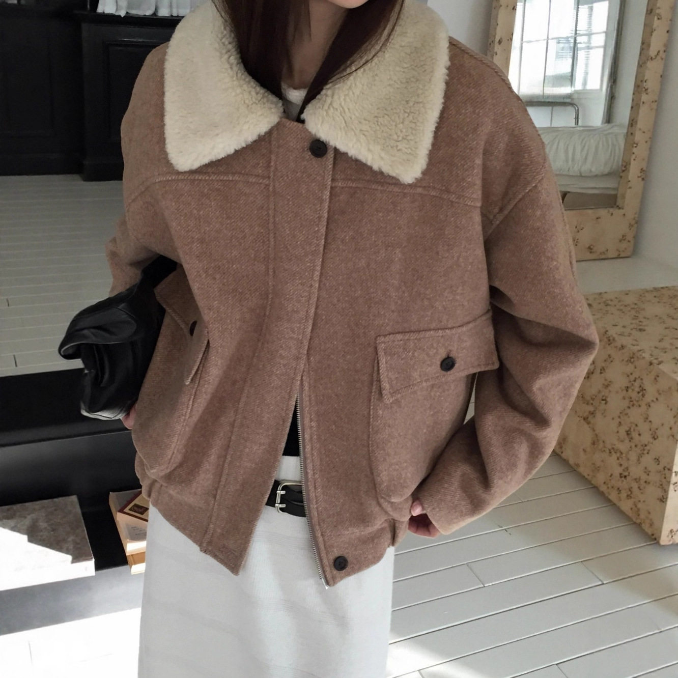 2025年冬季新款韩国东大门复古高级感毛领短款毛呢外套女装,淘宝优惠券,粉丝福利购,淘宝优惠卷