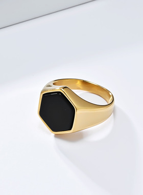 印章简约冷淡风不锈钢戒指环大号