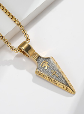 欧美风荷鲁斯之眼安卡矛头项链