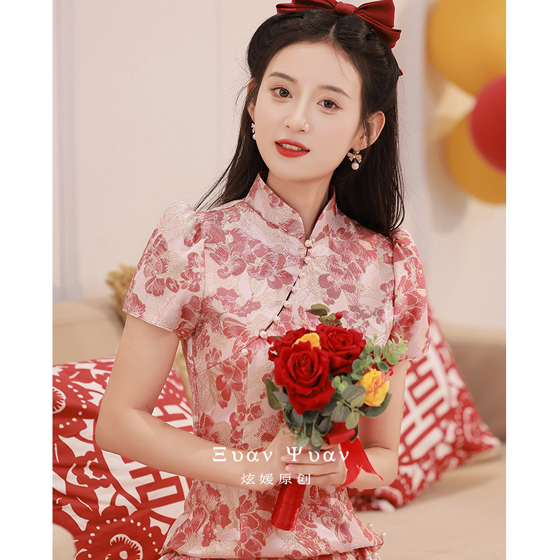 旗袍新娘高级感结婚连衣裙敬酒服 炫媛礼服/晚装