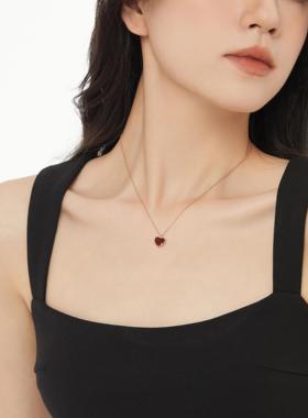 红色爱心项链女高级感锁骨链