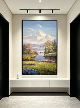 《麓》手绘玄关山水油画风景画