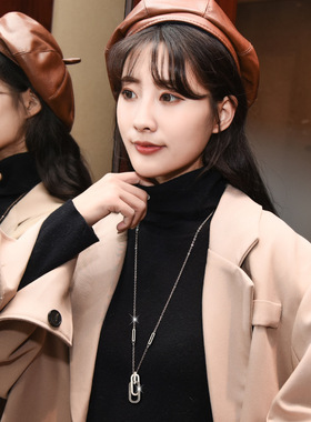 新款网红百搭双环嘻哈毛衣链潮流穿搭ins风简约项链