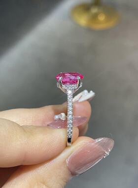 同款s925纯银戒指女培育红宝石
