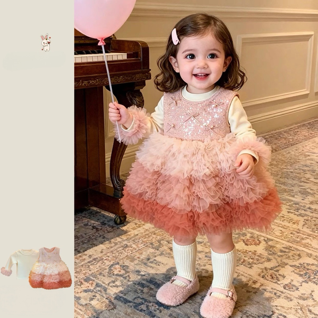 女童拜年服周岁礼服女宝宝生日连衣裙2026新款冬女童公主裙背心裙,淘宝优惠券,粉丝福利购,淘宝优惠卷