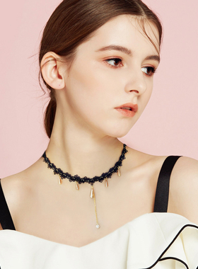 黑色显瘦脖子韩国配饰吊坠项链