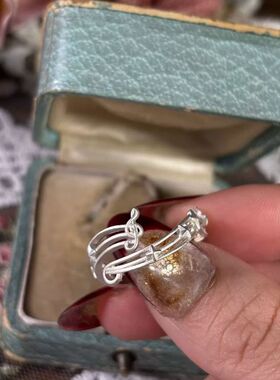 复古做旧花朵戒指开口小众设计感清冷感新中式国风指环轻奢高级感