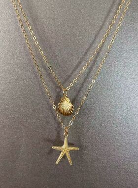 双层系列简约极简风项链分层锁骨链星星锆石叠戴女