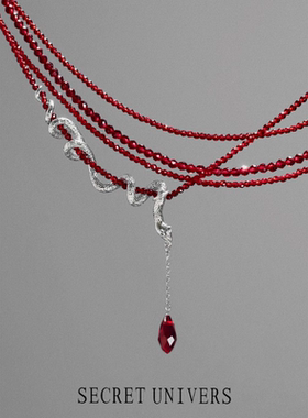 「血蔓」红色串珠灵蛇高级感choker项链红色小众设计感锁骨链