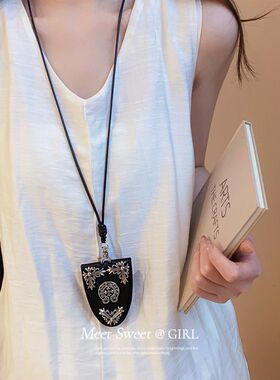 皮革磁吸墨镜收纳包包长款项链挂脖穿搭单品配饰百搭装饰毛衣链女