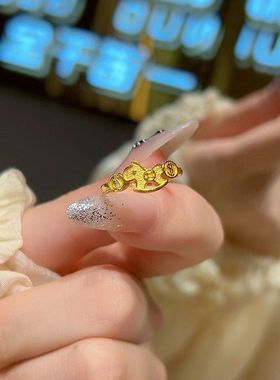 新中式金色小马素圈戒指女2026新爆款轻奢高级感食指戒本命年指环