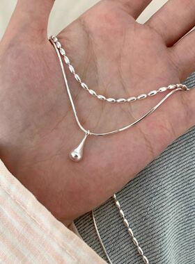 水滴吊坠叠戴双层项链轻奢