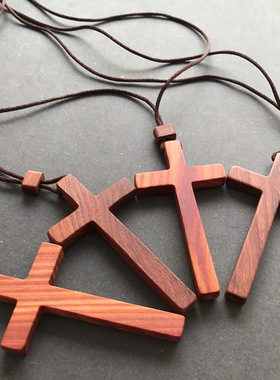 义树家·初心红檀木77mm十字架吊坠项链简约时尚个性百搭潮流饰品