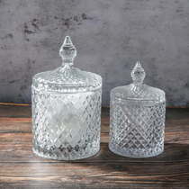 Eurostyle Crystal Clear Glass Candy Jar Fruit Creative Sugar Vat storage tank with cover seasonings to contain gift tray