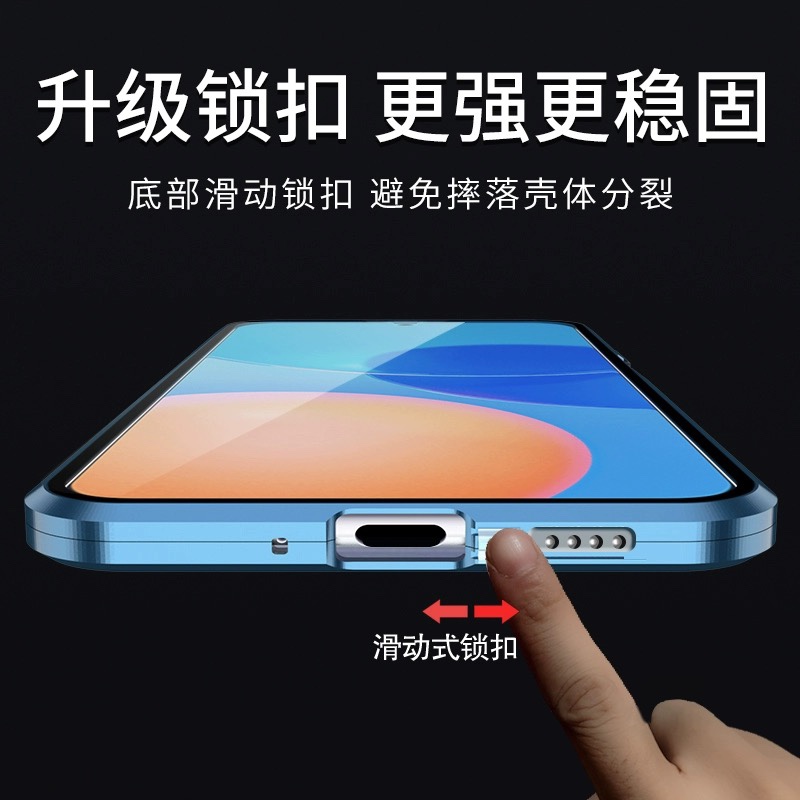 适用OPPOReno10手机壳双面玻璃前后磁吸保护套reno10Pro曲屏镜头全包带卡扣防摔Reno10Pro+超薄透明男女外壳 - 图2