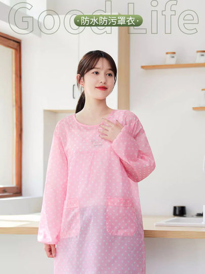 Thin waterproof and oil-proof coveralls for men and women with zipper apron