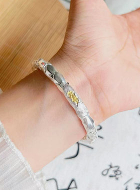 航达银匠足银999实心开口手镯