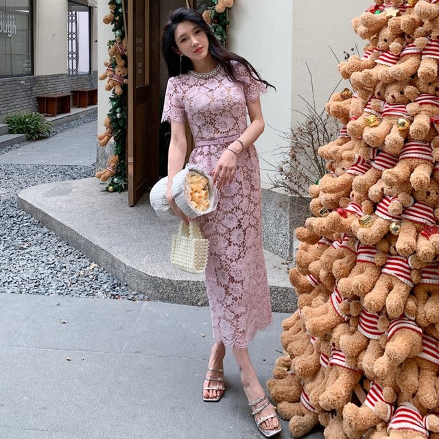 Beautiful pink and purple lace dress