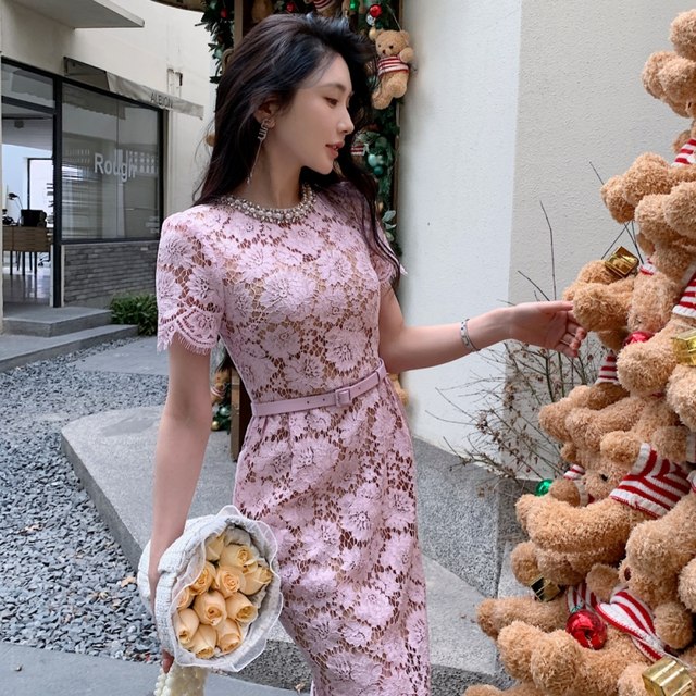Beautiful pink and purple lace dress