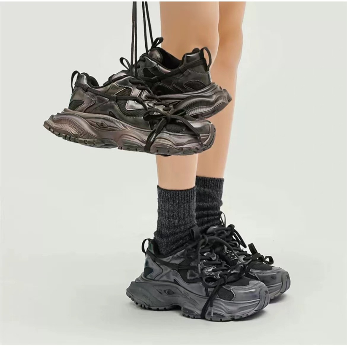 青岛福客来女鞋断码清仓老爹鞋男款黑武士小黑鞋涂鸦厚底增高情侣,淘宝优惠券,粉丝福利购,淘宝优惠卷