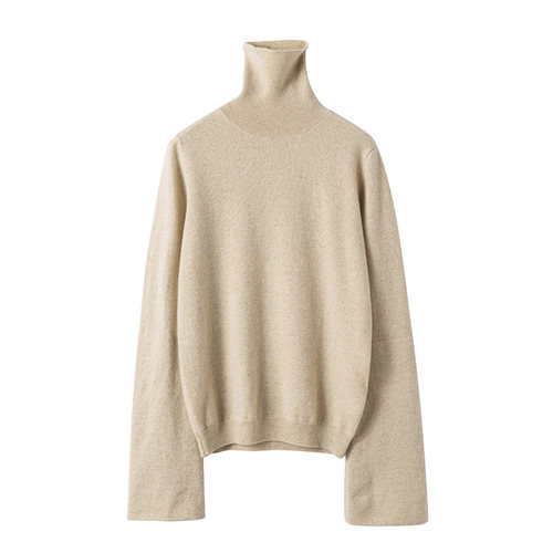 爆爱巨美~酒红色双层大廓袖高领羊绒衫纯羊绒毛衣套头25秋冬新款 - 图2