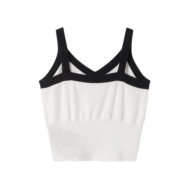 玩转率性女人味~太好搭了！撞色V领羊绒吊带背心修身女纯羊绒,淘宝优惠券,粉丝福利购,淘宝优惠卷