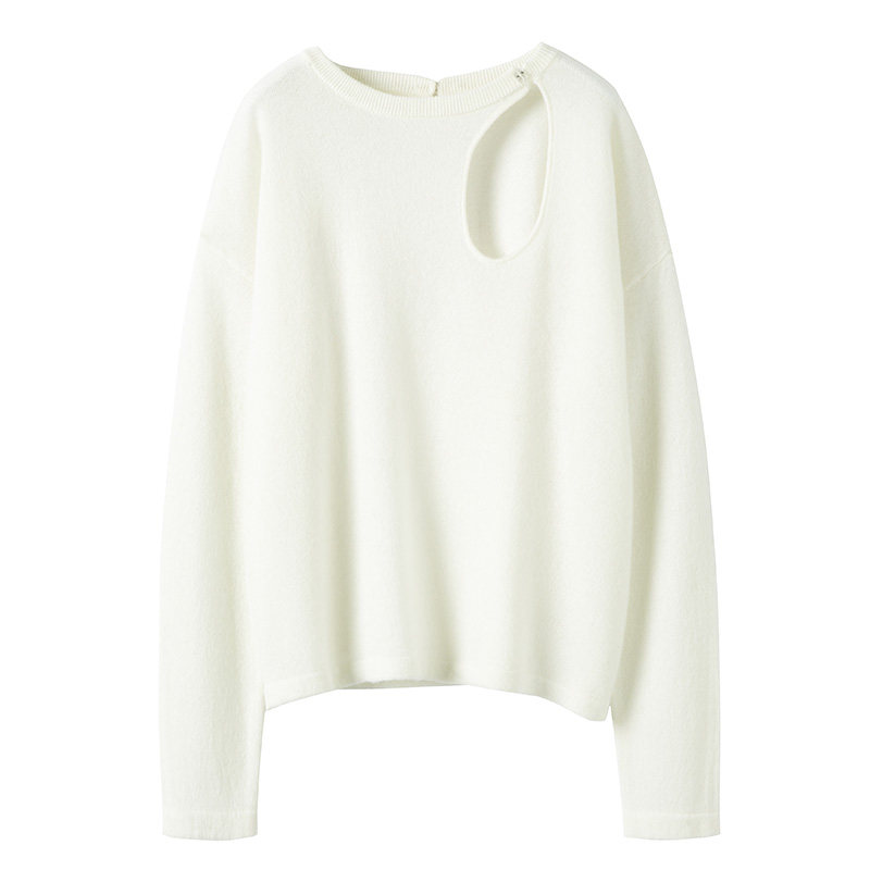 穿上才知道有多好！前后镂空羊绒衫女纯羊绒毛衣圆领宽松薄款秋冬,淘宝优惠券,粉丝福利购,淘宝优惠卷