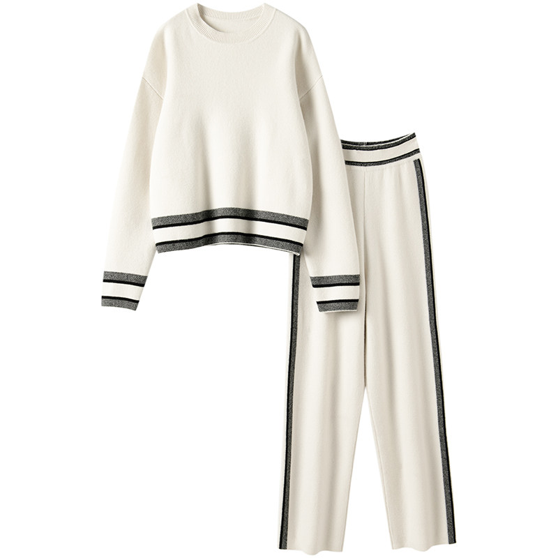 意大利系列！太好看！加厚圆领羊绒衫女毛衣休闲阔腿裤子羊绒套装,淘宝优惠券,粉丝福利购,淘宝优惠卷