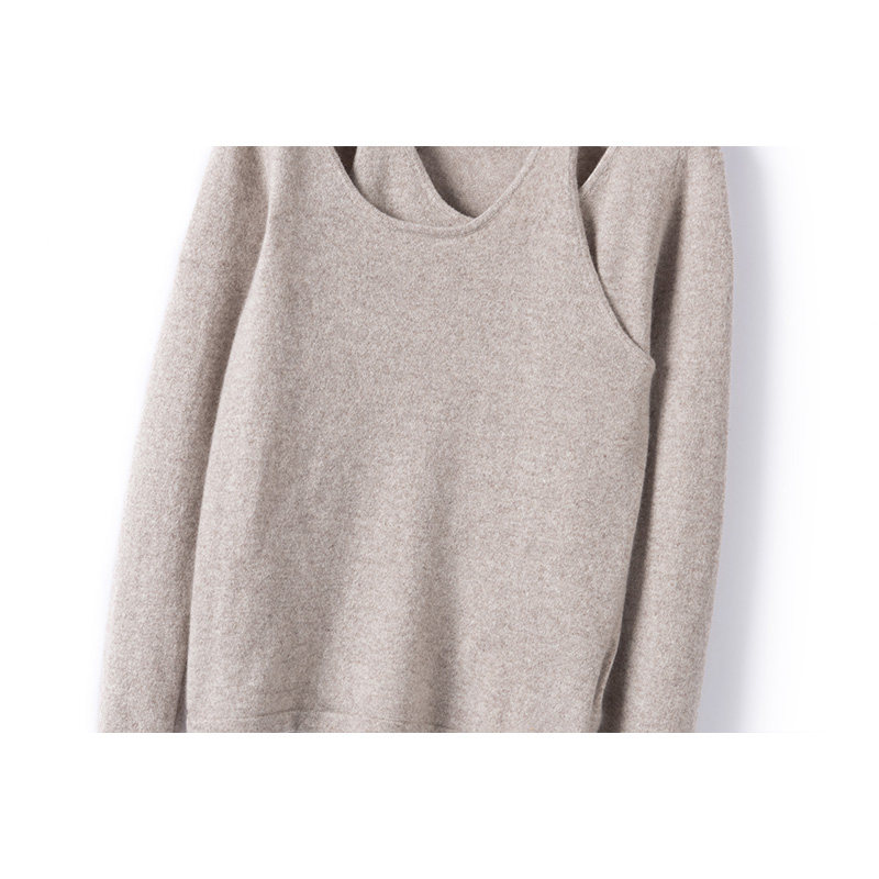 萨琪尼官方正品！挂脖圆领山羊绒衫女纯羊绒毛衣针织衫露锁骨,淘宝优惠券,粉丝福利购,淘宝优惠卷