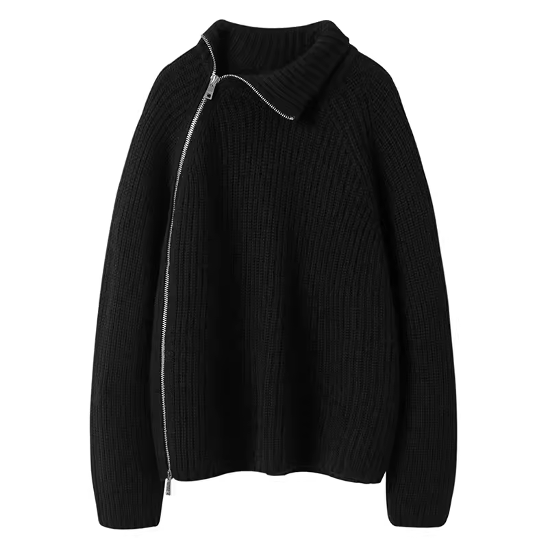 奢暖享受！男女同款粗针重磅加厚斜拉链立领纯山羊绒衫女毛衣秋冬,淘宝优惠券,粉丝福利购,淘宝优惠卷