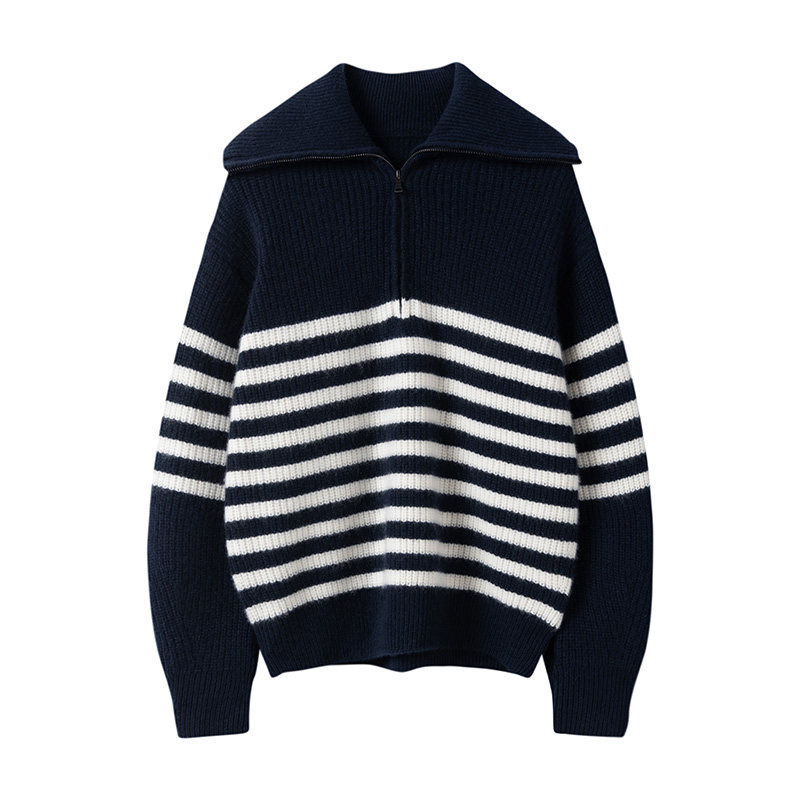 巴黎海魂条~海军领/高领 套头纯羊绒衫女秋冬条纹针织羊绒毛衣,淘宝优惠券,粉丝福利购,淘宝优惠卷