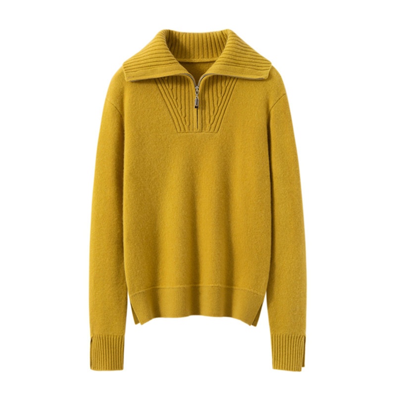 100%纯山羊绒衫女高翻领半开拉链加厚羊毛宽松百搭针织衫2025秋冬,淘宝优惠券,粉丝福利购,淘宝优惠卷