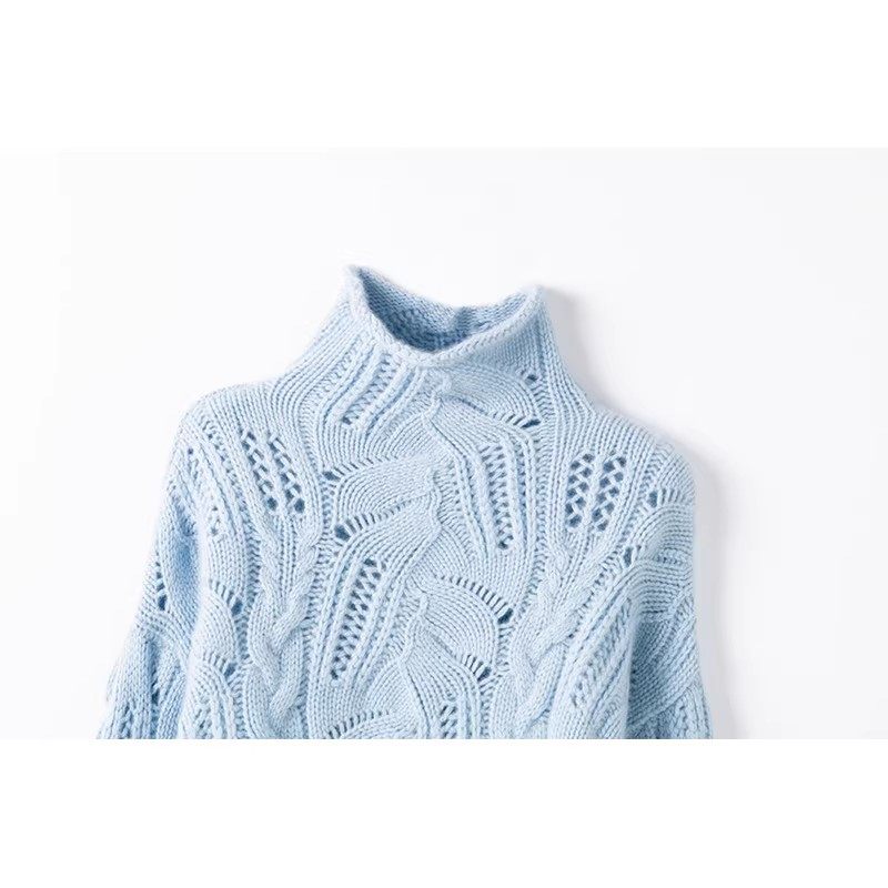 萨琪尼官方正品！100%纯山羊绒衫女镂空秋冬半高领时尚纯色针织衫,淘宝优惠券,粉丝福利购,淘宝优惠卷