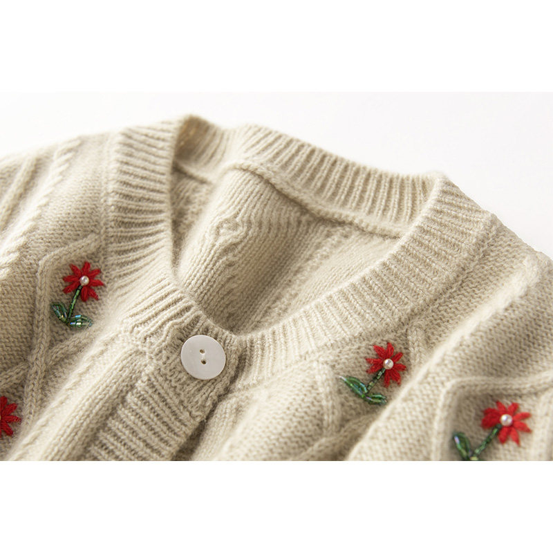 品质细节赞！重工手绣！羊绒开衫女纯羊绒毛衣长款包臀裙子套装,淘宝优惠券,粉丝福利购,淘宝优惠卷