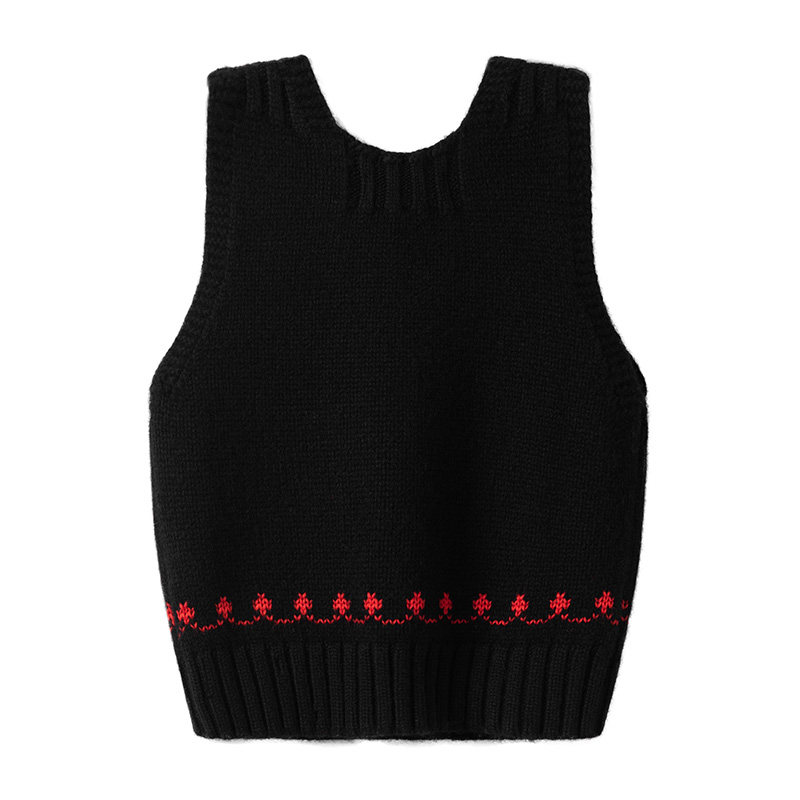 狂爱品质感~新款小白兔纯羊绒黑色针织衫圆领套头背心马甲女,淘宝优惠券,粉丝福利购,淘宝优惠卷