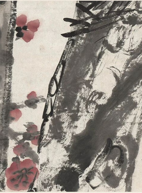 晚清吴昌硕松梅图水墨国画客厅玄