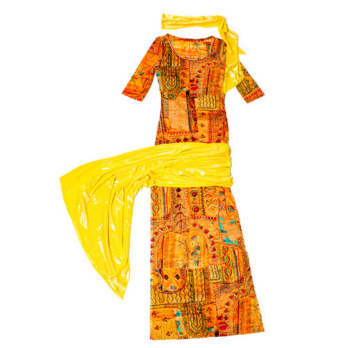 女神的新衣肚皮舞服装2024新款秋练功服baladi演出服印花袍子B134 - 图3