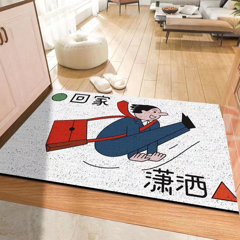 入户门地垫玄关丝圈进门脚垫耐脏防滑蹭土地毯搞怪门垫可裁剪垫子 - 图1