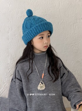 韩版儿童宽边麻花奶嘴帽秋冬2026男女童保暖护耳帽宝宝户外毛线帽