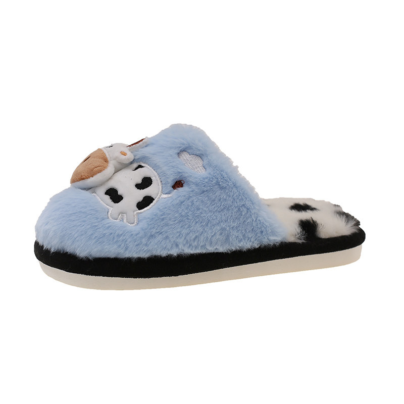 可爱奶牛棉拖鞋女冬季2025新款室内居家保暖毛绒防滑厚底毛毛拖鞋,淘宝优惠券,粉丝福利购,淘宝优惠卷
