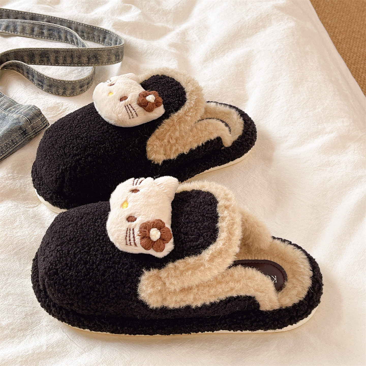 可爱卡通猫咪豹纹毛毛鞋女款冬季室内居家加绒保暖防滑月子棉拖鞋,淘宝优惠券,粉丝福利购,淘宝优惠卷