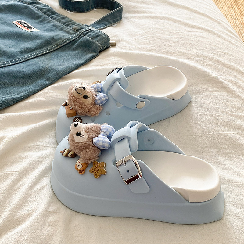 厚底洞洞鞋女款夏季可爱小熊防滑EVA学生沙滩外穿包头勃肯凉拖鞋,淘宝优惠券,粉丝福利购,淘宝优惠卷