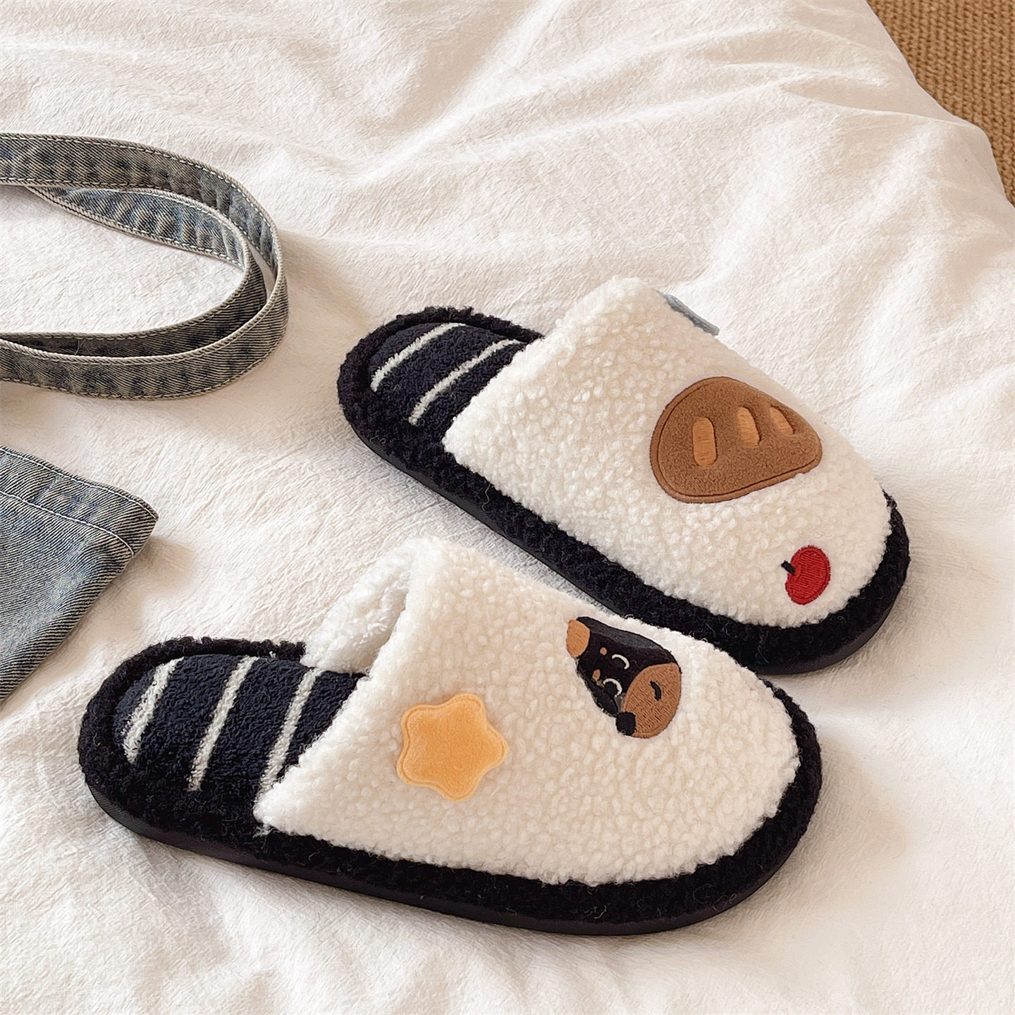 可爱星星小狗毛毛拖鞋女冬季外穿加绒保暖居家室内包头防滑棉拖鞋,淘宝优惠券,粉丝福利购,淘宝优惠卷