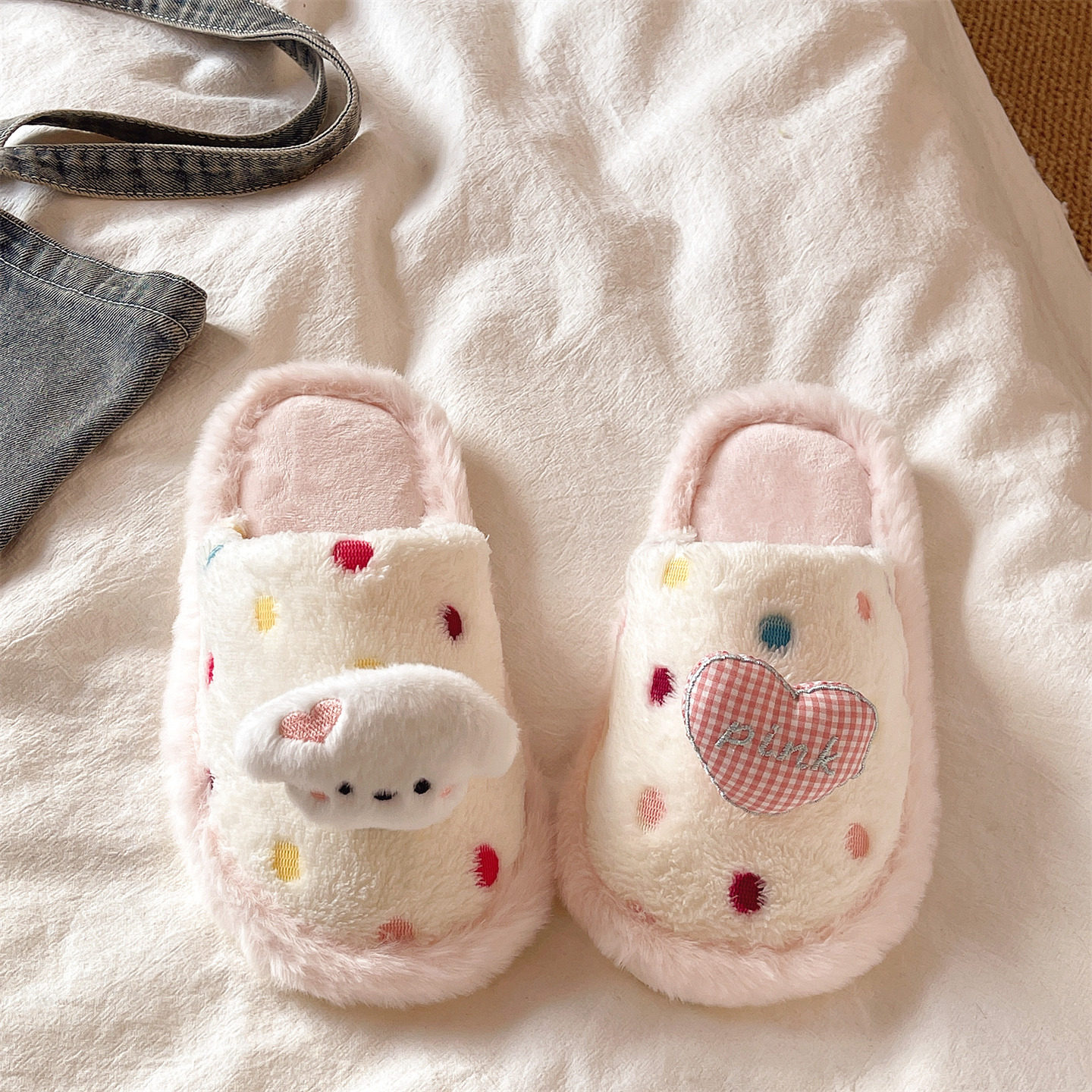 毛毛拖鞋女士秋冬季可爱小狗爱心室内居家包头保暖加绒学生棉拖鞋,淘宝优惠券,粉丝福利购,淘宝优惠卷