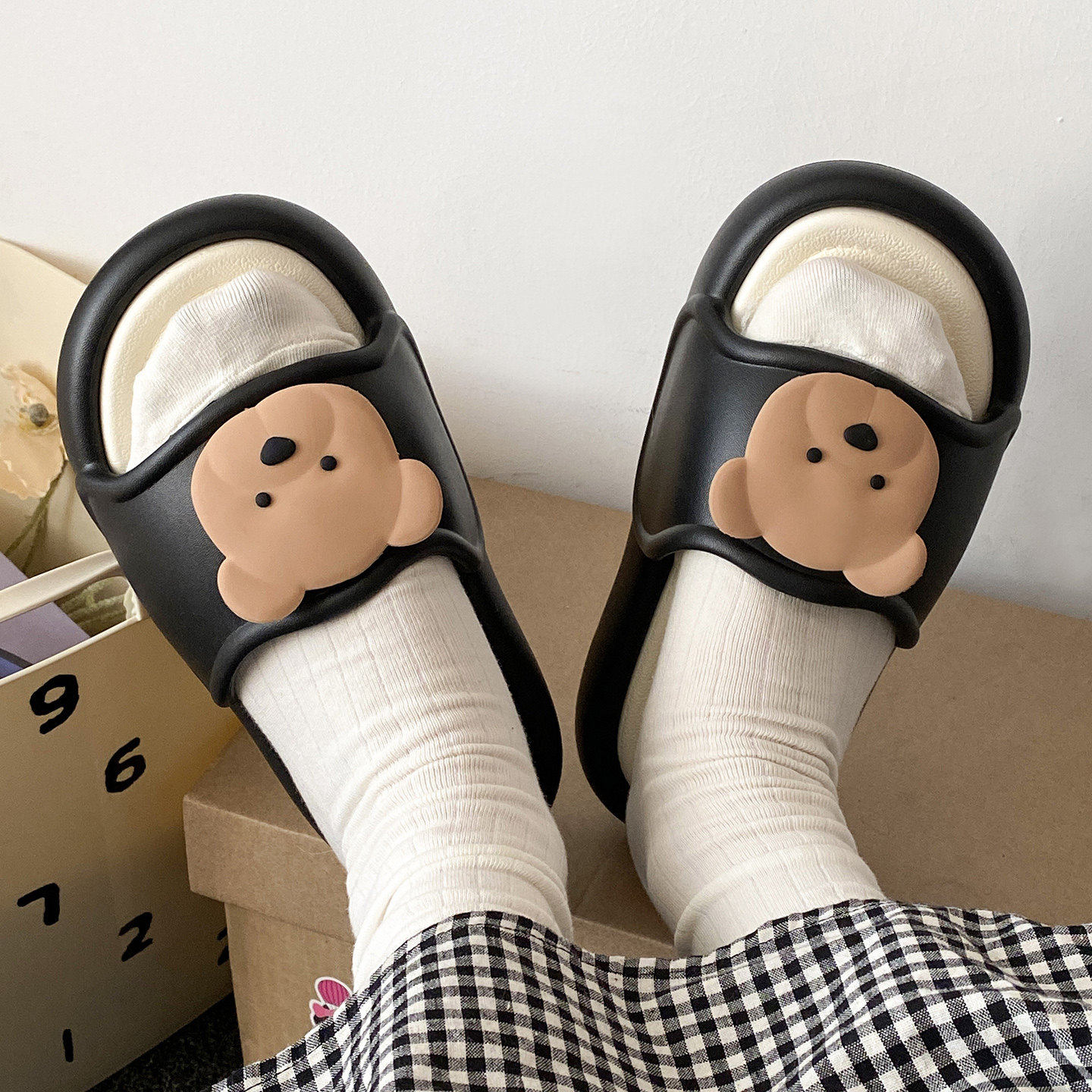 卡通可爱小熊拖鞋女2026夏季新款防滑厚底海边沙滩休闲学生凉拖鞋,淘宝优惠券,粉丝福利购,淘宝优惠卷