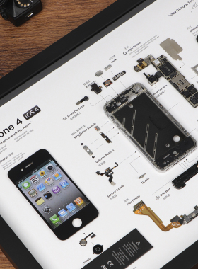 苹果手机iPhone4真机拆解装裱