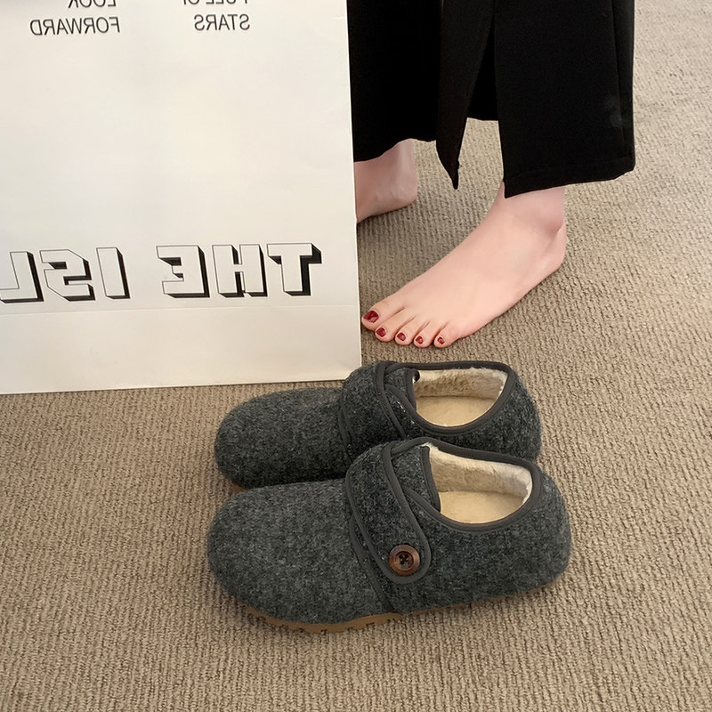 网红毛毛勃肯鞋女2025冬季新款加绒保暖棉鞋休闲魔术贴学生雪地靴,淘宝优惠券,粉丝福利购,淘宝优惠卷