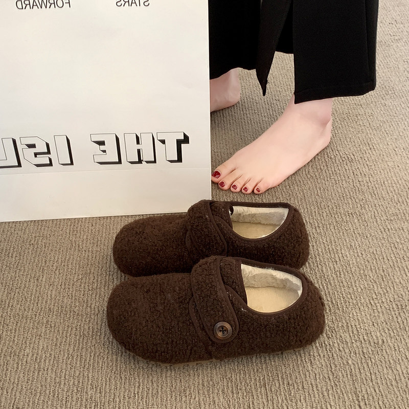 网红毛毛勃肯鞋女2025冬季新款加绒保暖棉鞋休闲魔术贴学生雪地靴,淘宝优惠券,粉丝福利购,淘宝优惠卷