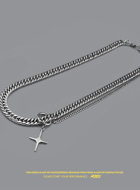 原创双层嘻哈风男女款不掉色链子