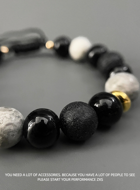 百搭串珠复古火山石手绳手饰品潮